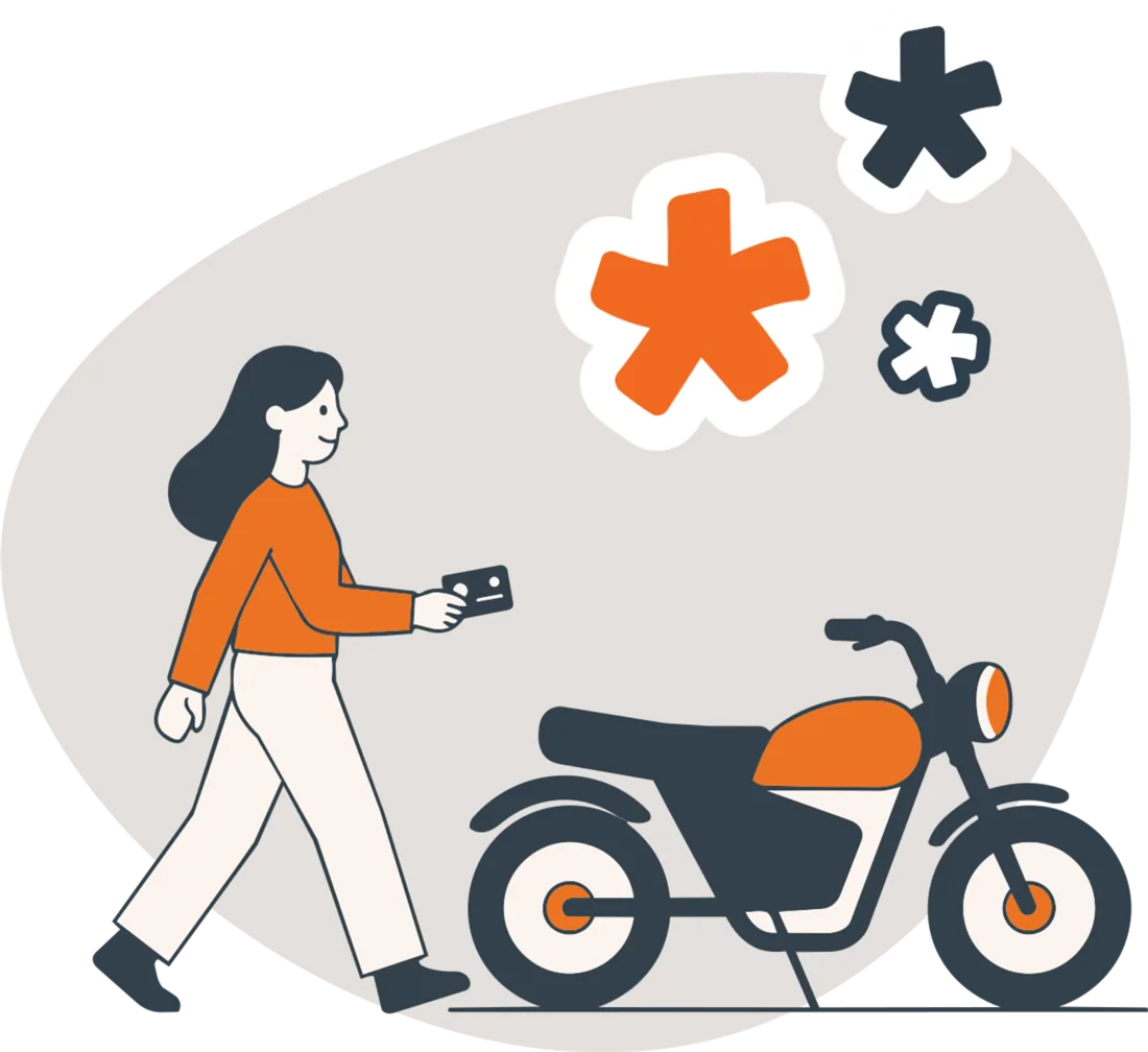 Una persona camina hacia su moto con la app en la mano.